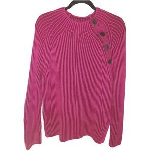 Gap medium pink and brown asymmetrical button ribbed knit sweater